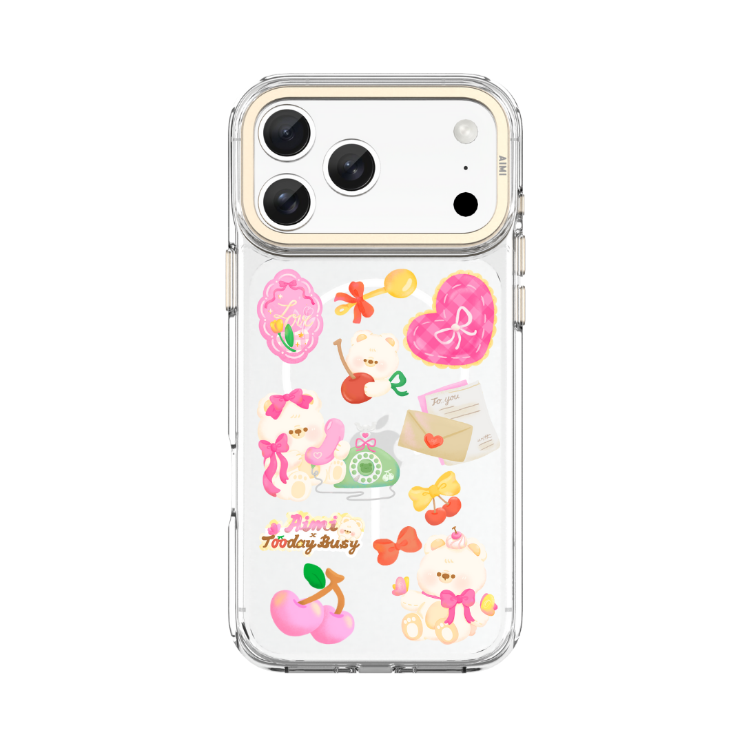 AIMI x Toodaybusy Cherry Busy Bear Phone Case